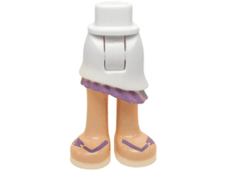Mini Doll Hips and Asymmetric Layered Skirt, Medium Lavender Ruffle, Light Nougat Legs and Medium Lavender Sandals Pattern - Thick Hinge