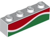 Brick 1 x 4 with Red and Green Waves (Octan Fuel) Pattern