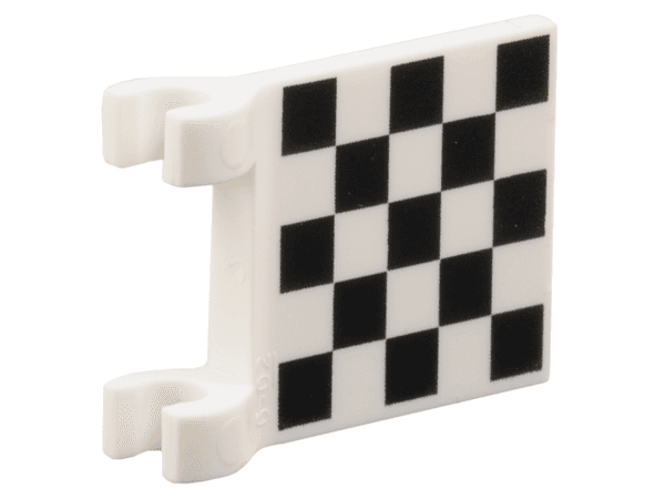 Flag 2 x 2 Square with Flared Edge with Checkered Pattern on Both Sides, Black Corners