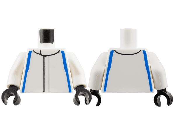 Torso Racing Suit with Blue Sides Pattern / White Arms / Black Hands