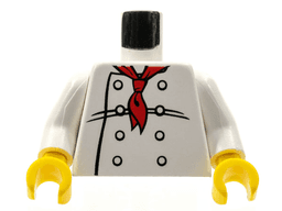 Torso Chef with 8 Buttons, Long Red Neckerchief Scarf, Black Wrinkles Pattern / White Arms / Yellow Hands