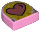 Tile, Round 1 x 1 Half Circle Extended with Coral Heart on Yellow Background Pattern