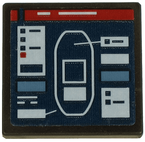Road Sign 2 x 2 Square with Open O Clip with Screen with Blue Ship Plan and White Text on Dark Red Background Pattern (Sticker) - Set 60266