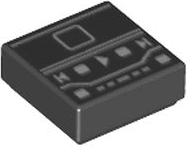 Tile 1 x 1 with Digital Music Player Screen with White Lines, Squares, and Play Triangle Pattern