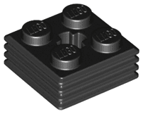 Brick, Modified 2 x 2 x 2/3 Ribbed with Axle Hole