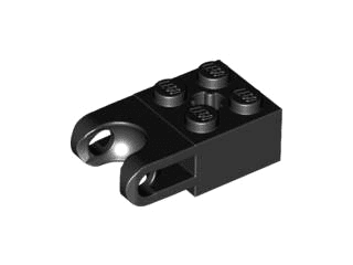 Technic, Brick Modified 2 x 2 with Ball Socket and Axle Hole - Straight Forks with Round Ends and Open Sides