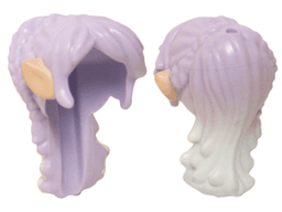 Mini Doll, Hair Long Tapered in Back with Braids, White Tips, Bangs and Light Nougat Elves Ears Pattern