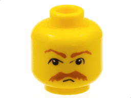 Minifigure, Head Moustache HP Brown Bushy Moustache and Eyebrows Pattern