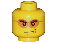Minifigure, Head Glasses with Orange Sunglasses and Smirk Pattern