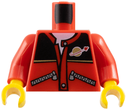 Torso Jacket with Zippers, Black Top, Classic Space Logo, White Undershirt Pattern / Red Arms / Yellow Hands