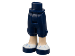 Mini Doll Hips and Trousers Cropped with Light Nougat Legs and White Shoes with Dark Blue Soles and Sand Blue Laces Pattern - Thick Hinge