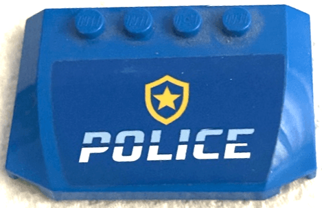 Wedge 4 x 6 x 2/3 Triple Curved with Bright Light Blue and White 'POLICE' and Gold Star Badge Logo Pattern (Sticker) - Set 60315