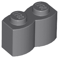 Brick, Modified 1 x 2 with Log Profile