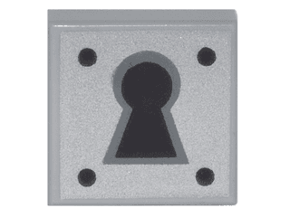Tile 1 x 1 with Black Keyhole and 4 Dots on Silver Background Pattern