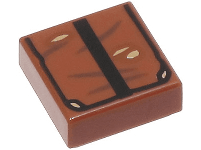 Tile 1 x 1 with Book with Black Strap and Dark Brown and Dark Tan Scratches and Marks Pattern (Indiana Jones Grail Diary)
