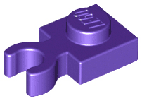 Plate, Modified 1 x 1 with Open O Clip Thick (Vertical Grip)
