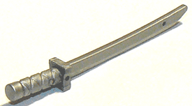 Minifigure, Weapon Sword, Shamshir / Katana (Square Guard) with Capped Pommel and Holes in Crossguard and Blade