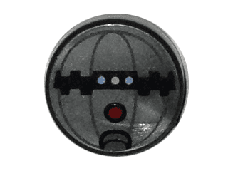 Tile, Round 1 x 1 with SW Thermal Detonator with Red Button Pattern