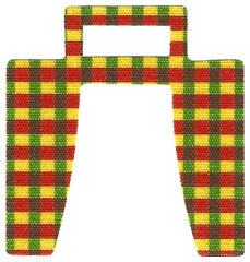 Cloth Curtain with Red, Yellow, and Green Pattern