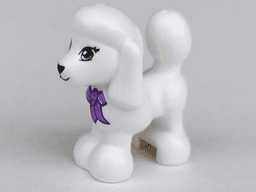 Dog, Mini Doll Style, Poodle with Lime Eyes with Eyelashes, Black Nose, Medium Lavender Bandana with Knot Pattern