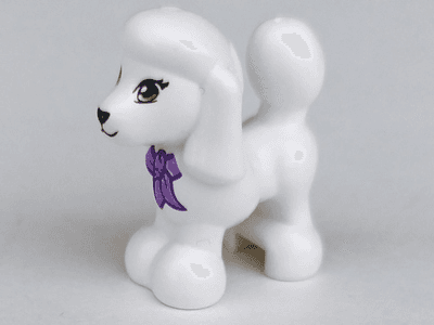Dog, Mini Doll Style, Poodle with Lime Eyes with Eyelashes, Black Nose, Medium Lavender Bandana with Knot Pattern