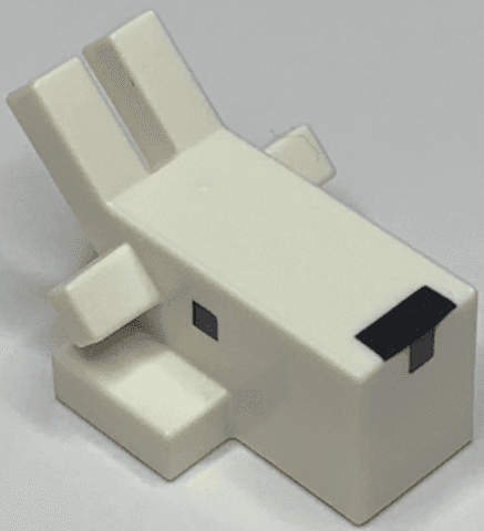 Creature Head Pixelated with Angled Horns and Ears and Black Nose and Eyes Pattern (Minecraft Goat)