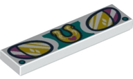 Tile 1 x 4 with Headlights and Horseshoe Pattern