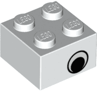Brick 2 x 2 with Black and White Eye Offset Pattern on Opposite Sides