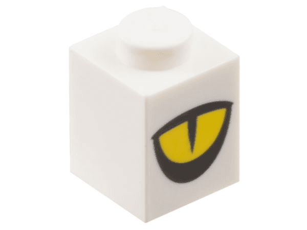 Brick 1 x 1 with Yellow Eye Partially Closed, Black Slit Pupil Pattern