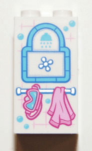 Brick 2 x 2 x 3 with Shower Fixture, Scuba Mask and Towel Pattern