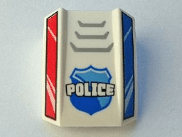 Slope, Curved 2 x 2 Lip with 'POLICE', Badge, Grille and Red and Blue Sides Pattern (10687)