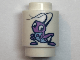 Brick, Round 1 x 1 with Medium Lavender Insect with Bright Light Blue Abdomen and Hand Away from Chin Pattern (Mulan Cri-Kee the Cricket)