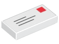 Tile 1 x 2 with Blue Lines and Red Square Pattern (Mail Envelope with Stamp)