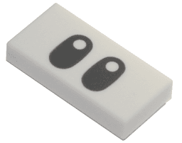 Tile 1 x 2 with Black Elongated Eyes Pattern (Super Mario Foo)