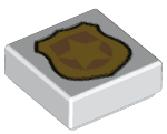 Tile 1 x 1 with Gold Police Badge Pattern