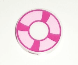 Tile, Round 2 x 2 with Magenta and Bright Pink Life Preserver, Curved Bands Pattern