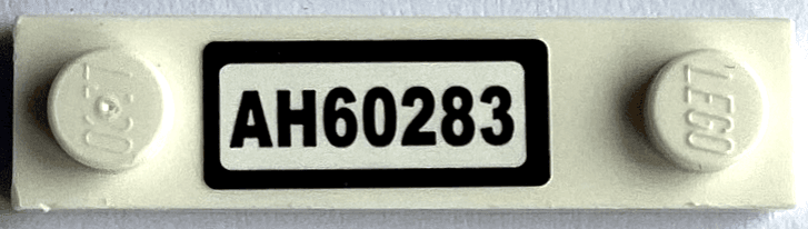 Plate, Modified 1 x 4 with 2 Studs with Groove with 'AH60283' Pattern (Sticker) - Set 60283