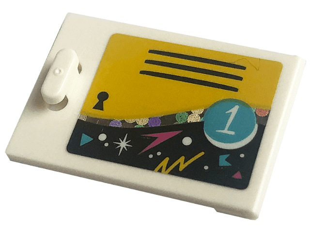 Container, Cupboard 2 x 3 x 2 Door with Locker, Black Vent Lines, Keyhole and Medium Azure Number 1 on Yellow Background Pattern (Sticker) - Set 41708