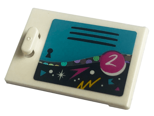 Container, Cupboard 2 x 3 x 2 Door with Locker, Black Vent Lines, Keyhole and Dark Pink Number 2 on Medium Azure Background Pattern (Sticker) - Set 41708