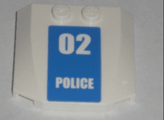 Wedge 4 x 4 x 2/3 Triple Curved with White '02 POLICE' on Blue Background Pattern (Sticker) - Set 7744