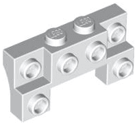 Brick, Modified 2 x 4 - 1 x 4 with 2 Recessed Studs and Thick Side Arches