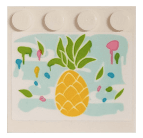 Tile, Modified 4 x 4 with Studs on Edge with Pineapple Painting Pattern (Sticker) - Set 41682