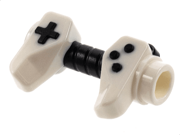 Minifigure, Utensil Video Game Controller, Hole for Bar and Hollow Stud on Ends with Molded Black Buttons and Center Handle Pattern