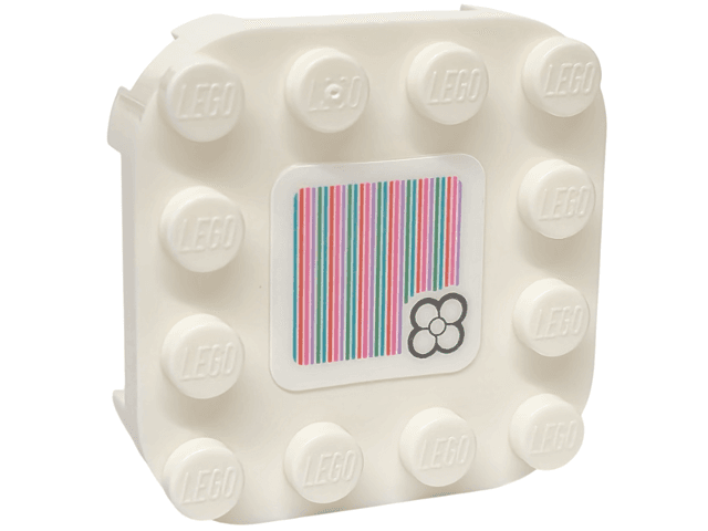 Plate, Modified 4 x 4 with Rounded Corners and 4 Feet with Super Mario Scanner Code Flower Pattern (Sticker) - Set 72042