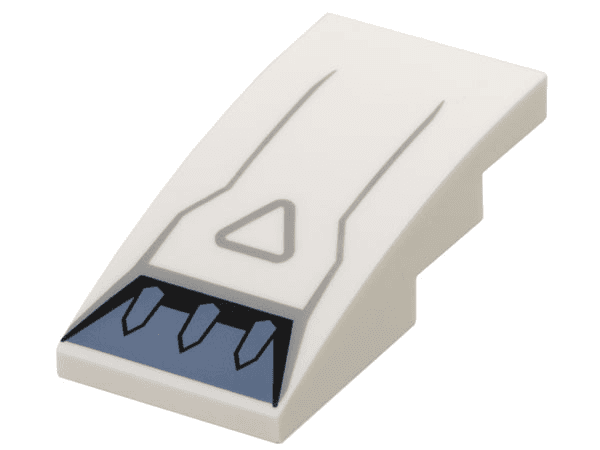 Slope, Curved 4 x 2 with Sand Blue Air Intake Vent, Light Bluish Gray Triangle and Lines Pattern
