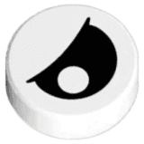 Tile, Round 1 x 1 with Black Eye Partially Closed with Off-Center Pupil Pattern