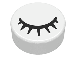 Tile, Round 1 x 1 with Black Eye Closed with 7 Eyelashes Pattern
