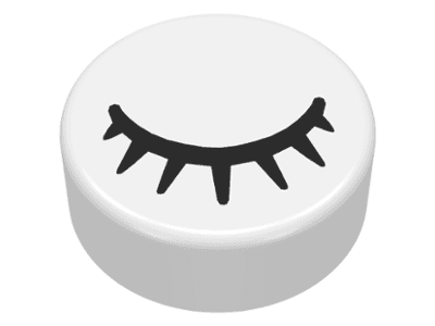 Tile, Round 1 x 1 with Black Eye Closed with 7 Eyelashes Pattern