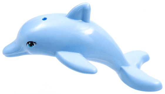 Dolphin, Mini Doll Style, Jumping with Bottom Axle Holder with Medium Azure Eyes with Double Eyelashes Pattern