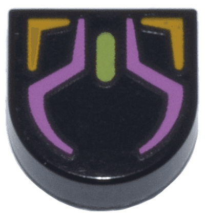 Tile, Round 1 x 1 Half Circle Extended with Dark Pink, Bright Light Orange, and Lime RGB Gaming Mouse Pattern